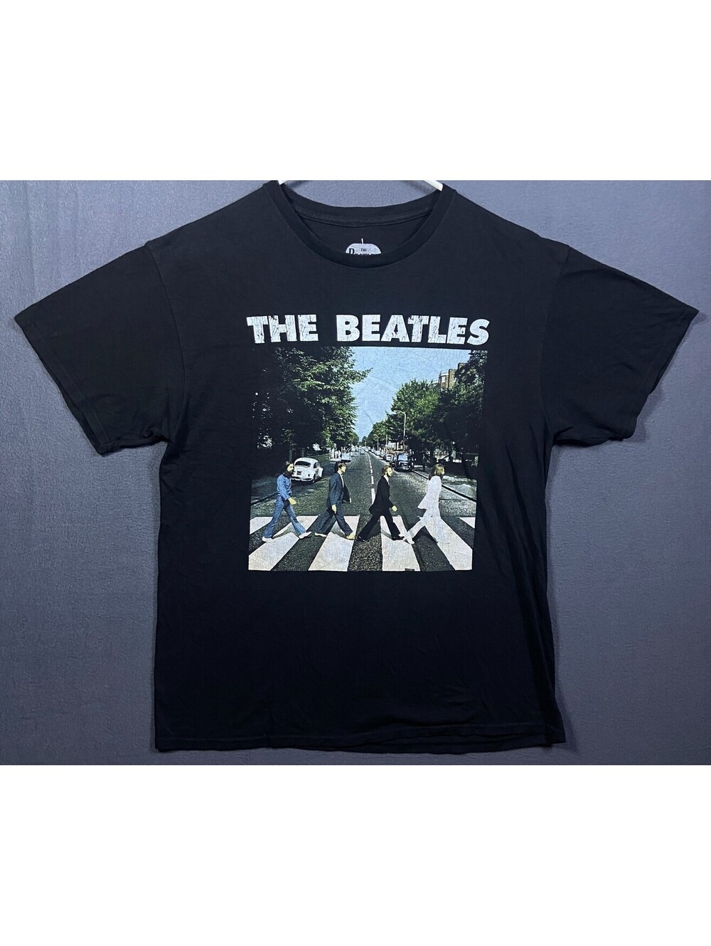 THE BEATLES ABBEY ROAD MEN'S BLACK CLASSIC ROCK BAND T-SHIRT, SIZE LARGE EUC!